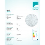 EGLO 89239 | Mars Eglo zidna, stropne svjetiljke svjetiljka okrugli 1x E27 saten, bijelo