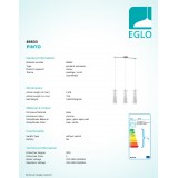 EGLO 89833 | Pinto Eglo visilice svjetiljka 3x E27 krom, bijelo, prozirno