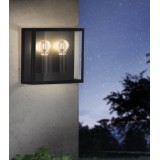 EGLO 900698 | Alamonte Eglo zidna svjetiljka 2x E27 IP44 crno, prozirno