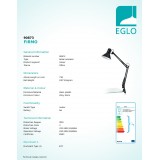 EGLO 90873 | Firmo Eglo sa navojem svjetiljka s prekidačem elementi koji se mogu okretati 1x E27 blistavo crna, bijelo
