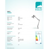 EGLO 90874 | Firmo Eglo sa navojem svjetiljka s prekidačem elementi koji se mogu okretati 1x E27 srebrno, bijelo