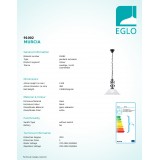 EGLO 91002 | Murcia Eglo visilice svjetiljka 1x E27 crno, alabaster, bijelo