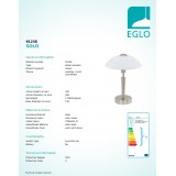 EGLO 91238 | Solo1 Eglo stolna svjetiljka 32cm sa tiristorski dodirnim prekidačem jačina svjetlosti se može podešavati 1x E14 poniklano mat, saten, šare