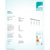 EGLO 91546 | Aggius Eglo visilice svjetiljka balansna - ravnotežna, sa visinskim podešavanjem 4x LED 1600lm 3000K krom, bijelo, prozirna