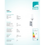 EGLO 91547 | Aggius Eglo zidna svjetiljka s prekidačem 1x LED 400lm 3000K krom, bijelo, prozirno