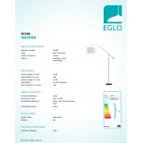 EGLO 92206 | Nadina Eglo podna svjetiljka 195cm sa nožnim prekidačem 1x E27 poniklano mat, bijelo