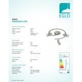 EGLO 92643 | Magnum-LED Eglo spot svjetiljka elementi koji se mogu okretati 3x GU10 720lm 3000K poniklano mat, krom