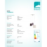 EGLO 92755 | Tombolo Eglo visilice svjetiljka 3x E27 krem, taupe, smeđe