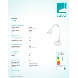EGLO 92872 | Fox Eglo stolna svjetiljka 32cm s prekidačem fleksibilna 1x GU10 240lm 3000K bijelo, krom