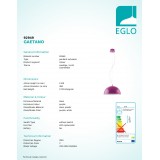 EGLO 92949 | Gaetano Eglo visilice svjetiljka 1x LED 1440lm 3000K ljubičasta, bijelo