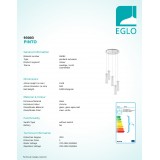 EGLO 93003 | Pinto Eglo visilice svjetiljka 5x E27 krom, bijelo, prozirno