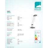 EGLO 93076 | Gexo Eglo stolna svjetiljka 32cm s prekidačem s podešavanjem visine 1x LED 220lm 3000K krom, crno