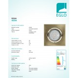 EGLO 93244 | Igoa Eglo ugradbena svjetiljka pomjerljivo 95x95mm 1x GU10 400lm 3000K bronca
