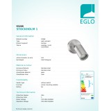 EGLO 93268 | Stockholm-LED Eglo spot svjetiljka cilindar elementi koji se mogu okretati 1x GU10 400lm 3000K IP44 plemeniti čelik, čelik sivo, prozirna