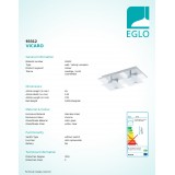 EGLO 93312 | Vicaro Eglo zidna, stropne svjetiljke svjetiljka 2x LED 360lm 3000K krom, bijelo, prozirna