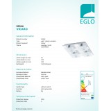 EGLO 93314 | Vicaro Eglo zidna, stropne svjetiljke svjetiljka 4x LED 720lm 3000K krom, bijelo, prozirna