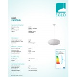 EGLO 93373 | Campilo Eglo visilice svjetiljka 1x E27 bijelo