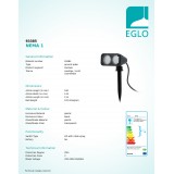 EGLO 93385 | Nema-1 Eglo ubodne svjetiljke svjetiljka vilasti utikač - bez utikača elementi koji se mogu okretati 2x GU10 480lm 3000K IP44 crno, prozirna
