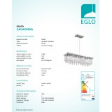 EGLO 93423 | Calaonda Eglo visilice svjetiljka 11x G9 4950lm krom, prozirna