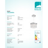 EGLO 93425 | Calaonda Eglo visilice svjetiljka 7x G9 3150lm krom, prozirna