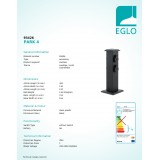 EGLO 93426 | Park4 Eglo utikačni stup pribor s utičnicom IP44 crno