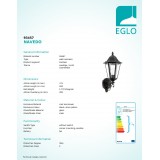 EGLO 93457 | Navedo Eglo zidna svjetiljka 1x E27 IP44 crno, antik srebrna, prozirna