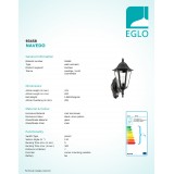 EGLO 93458 | Navedo Eglo zidna svjetiljka sa senzorom 1x E27 IP44 crno, antik srebrna, prozirna