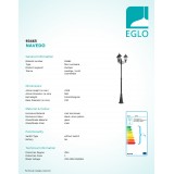 EGLO 93465 | Navedo Eglo podna svjetiljka 220cm 3x E27 IP44 crno, antik srebrna, prozirna