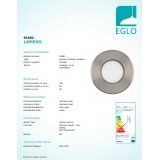 EGLO 93482 | Lamedo Eglo ugradbena svjetiljka Ø100mm 1x LED 180lm 3000K IP67/65 IK09 plemeniti čelik, čelik sivo, opal