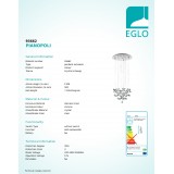 EGLO 93662 | Pianopoli Eglo visilice svjetiljka jačina svjetlosti se može podešavati 15x LED 4050lm 3000K krom, prozirna