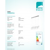 EGLO 93663 | Pianopoli Eglo visilice svjetiljka jačina svjetlosti se može podešavati 10x LED 2700lm 3000K krom, prozirna