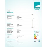 EGLO 93713 | Sarrione Eglo podna svjetiljka 180cm sa tiristorskim prekidačem, s prekidačem fleksibilna, jačina svjetlosti se može podešavati 1x LED 1600lm + 1x LED 440lm 3000K poniklano mat, bijelo