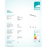 EGLO 93793 | Musero Eglo visilice svjetiljka 3x LED 1530lm 3000K poniklano mat, prozirno