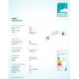 EGLO 93853 | Armento Eglo spot svjetiljka elementi koji se mogu okretati 2x LED 1080lm 3000K bijelo, crno