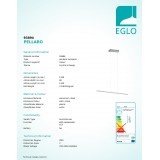 EGLO 93894 | Pellaro Eglo visilice svjetiljka sa tiristorski dodirnim prekidačem jačina svjetlosti se može podešavati, sa podešavanjem temperature boje 1x LED 3200lm 2700 <-> 6500K poniklano mat, bijelo