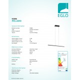 EGLO 93896 | Pellaro Eglo visilice svjetiljka sa tiristorski dodirnim prekidačem jačina svjetlosti se može podešavati, sa podešavanjem temperature boje 1x LED 3200lm 2700 <-> 6500K crno mat, bijelo