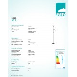 EGLO 93917 | UP2 Eglo podna svjetiljka 176,5cm sa prekidačem na kablu fleksibilna 1x E27 + 1x E14 crno nikel, bijelo
