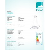 EGLO 93946 | Toneria Eglo visilice svjetiljka jačina svjetlosti se može podešavati 1x LED 6400lm 4000K krom, prozirna