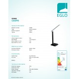 EGLO 93966 | Caupo Eglo stolna svjetiljka 32cm sa tiristorski dodirnim prekidačem jačina svjetlosti se može podešavati, sa podešavanjem temperature boje, elementi koji se mogu okretati 1x LED 280lm 2700 <-> 5000K crno, bijelo