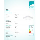 EGLO 94077 | Fueva-1 Eglo zidna, stropne svjetiljke LED panel četvrtast 1x LED 1700lm 3000K bijelo