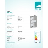 EGLO 94086 | Ralora Eglo zidna svjetiljka četvrtast 3x LED 540lm 3000K IP44 plemeniti čelik, čelik sivo, bijelo