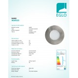 EGLO 94092 | Margo Eglo ugradbena svjetiljka Ø84mm 1x GU10 400lm 3000K IP65/20 plemeniti čelik, čelik sivo, opal