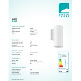 EGLO 94099 | RigaLED2 Eglo zidna svjetiljka cilindar 1x GU10 240lm 3000K IP44 bijelo
