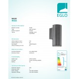 EGLO 94102 | RigaLED2 Eglo zidna svjetiljka cilindar 1x GU10 240lm 3000K IP44 antracit