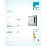 EGLO 94114 | Calgary-1 Eglo zidna svjetiljka 1x LED 320lm 3000K IP44 plemeniti čelik, čelik sivo, bijelo