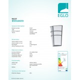 EGLO 94137 | Breganzo Eglo zidna svjetiljka 2x LED 360lm 3000K IP44 srebrno, bijelo