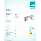 EGLO 94145 | Tukon-3 Eglo spot svjetiljka elementi koji se mogu okretati 2x GU10 500lm 3000K poniklano mat