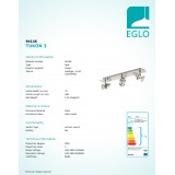 EGLO 94146 | Tukon-3 Eglo spot svjetiljka elementi koji se mogu okretati 3x GU10 750lm 3000K poniklano mat