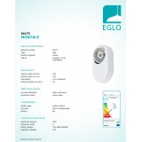 EGLO 94175 | Montale Eglo spot svjetiljka izvori svjetlosti koji se mogu okretati 1x LED 510lm 3000K bijelo, crno