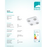 EGLO 94178 | Montale Eglo spot svjetiljka izvori svjetlosti koji se mogu okretati 4x LED 2040lm 3000K bijelo, crno